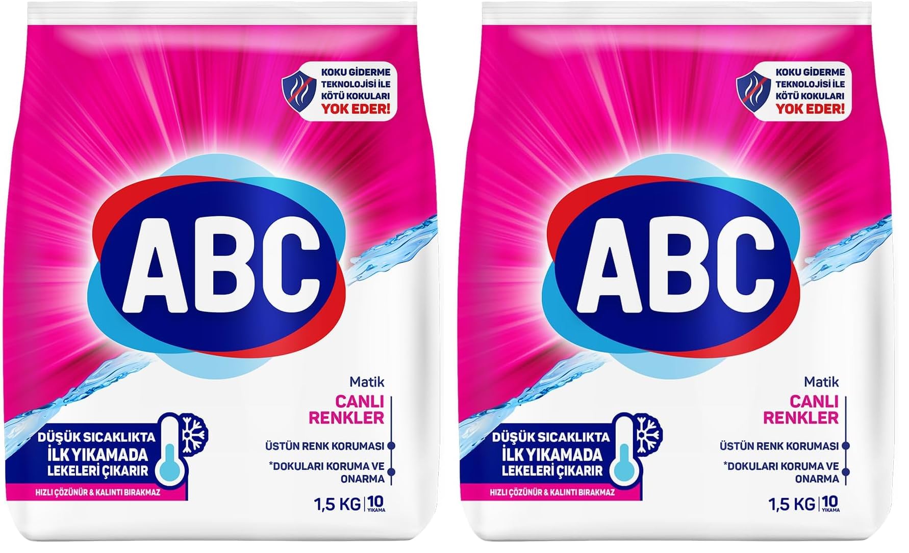 ABC DETERJAN Matik Canlı Renkler 1,5 Kg (2 paketi)