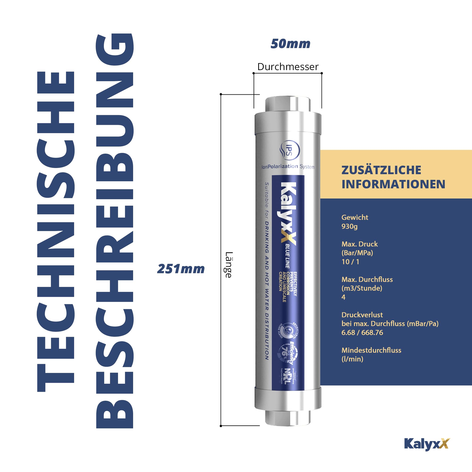 Swiss Aqua Technologies Kalyxx BlueLine G Wasserenthärter, Antikalk, antibakteriell, innovativ, IPS, Kalyxx BlueLine G 1 Zoll, IPSKXBG1 | Kalkabsenkung | schnelle Installation | wartungsfrei