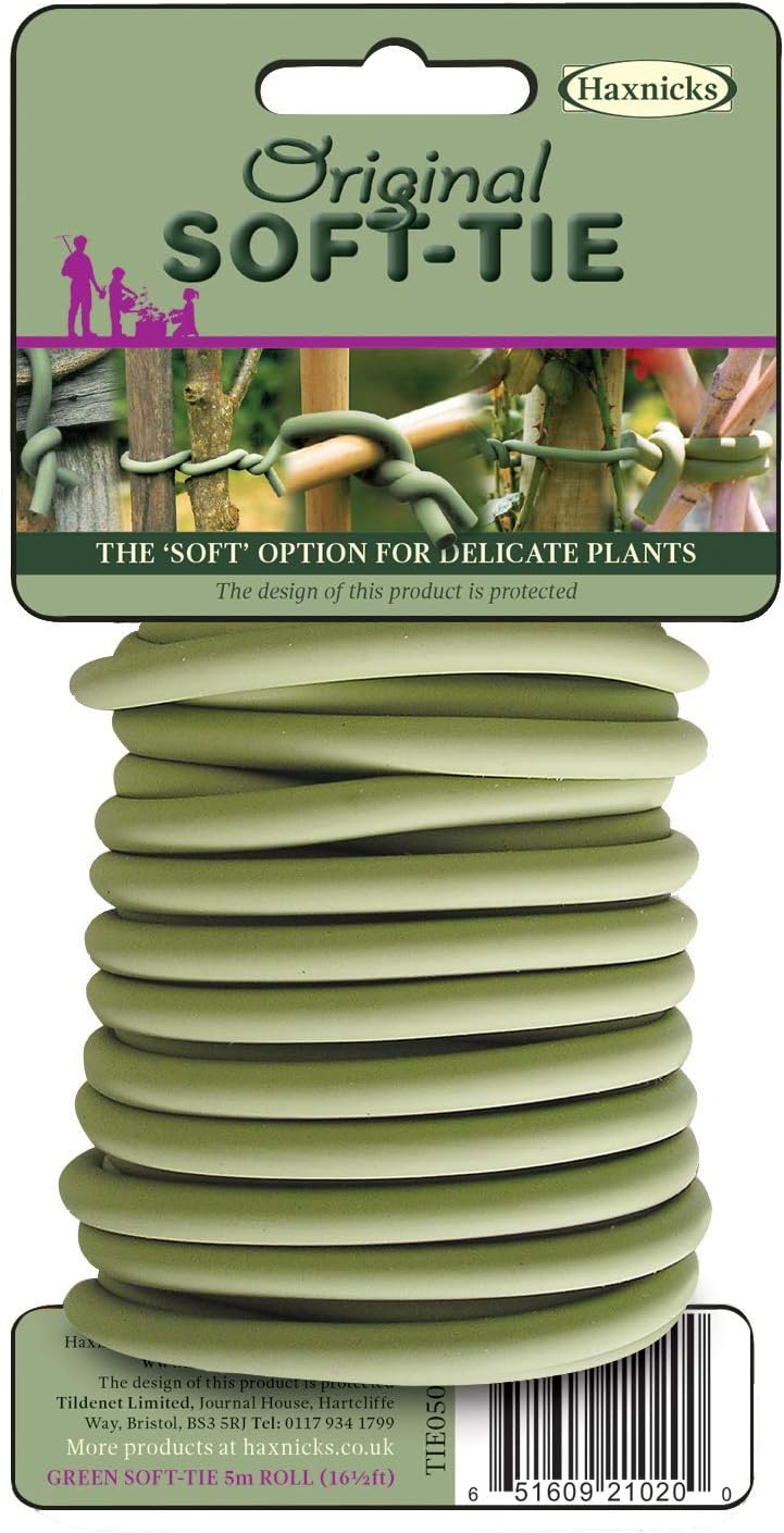 Tierra Garden Plant Tie - Original Soft Tie, Flexible Rubber Ties for Plants - 16.4 ft - Green Rubber