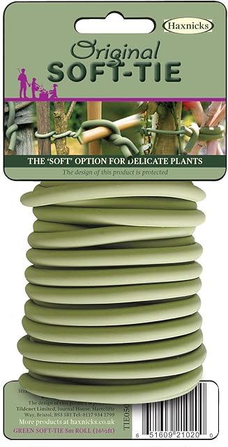 Haxnicks Original Soft Tie Garden Tie | Gentle Plant Support | Reusable Aletrnative To Garden Twine | 5m Green | Tie050101