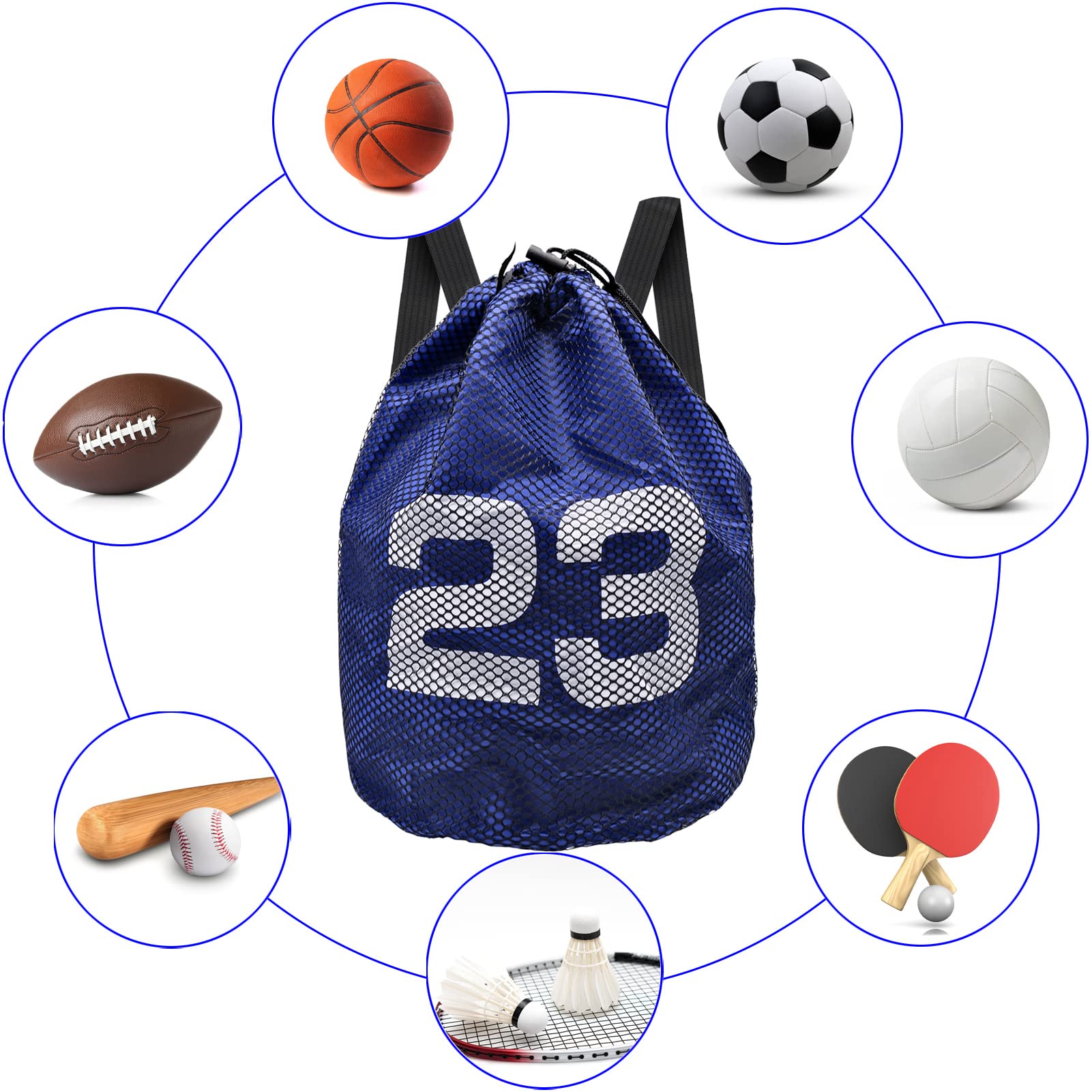 Sac à Dos de Basketball avec Cordon, Sac à Ballon avec Sangle Réglable, pour Ballon de Basket-Ball, Football, Volley-Ball ,Sport, Entraînement