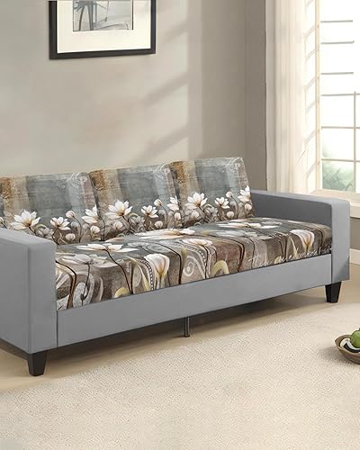 Miniatura 2 de Prime Leader Fundas de cojín para sofá, fundas elásticas para sofá, diseño de tulipanes retro, diseño floral, abstracto, marrón, gris, degradado,