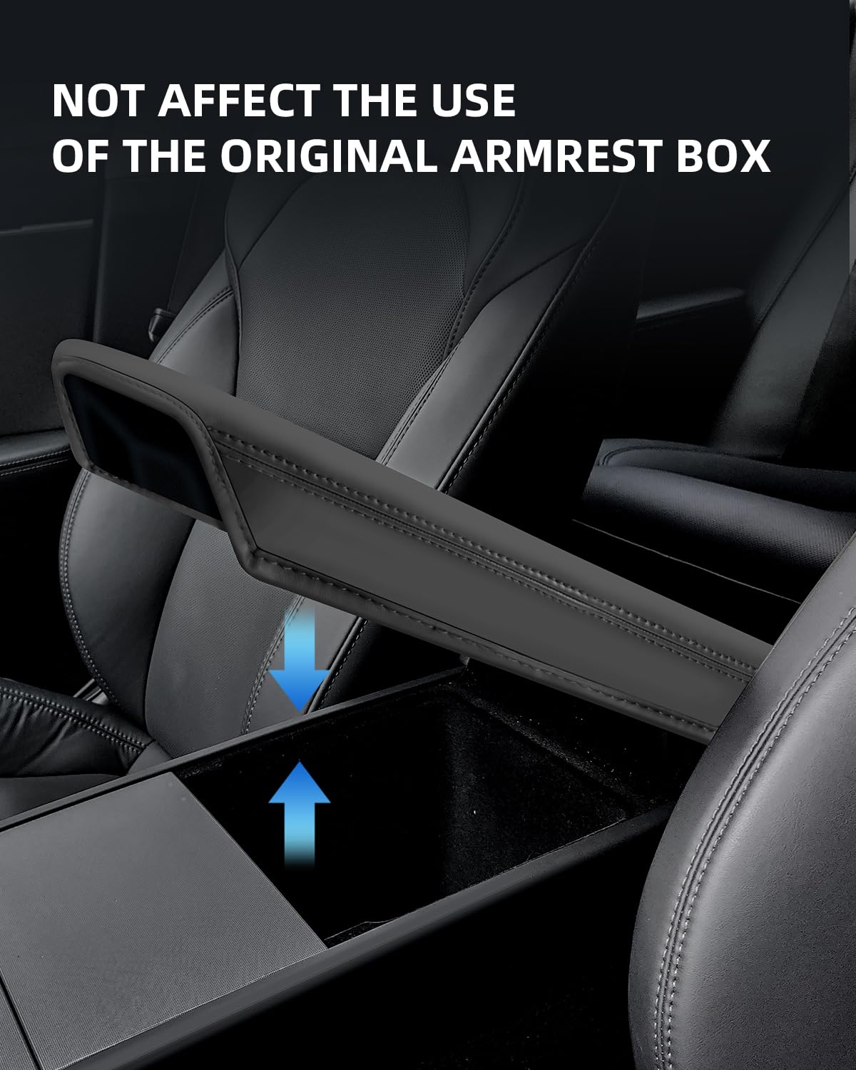 Copribracciolo per Tesla Model 3 Highland 2024 2025 2026, Copertura per Bracciolo Console Centrale in Pelle PU Ispessita, Accessori Antiscivolo per Alzare il Bracciolo, Nero