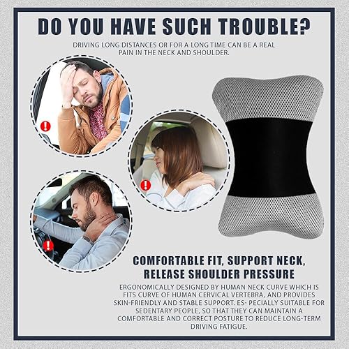 Miniatura 6 de Almohada para el cuello del automóvil para conducir, acogedora, suave y duradera, espuma viscoelástica, la mejor almohada de viaje, almohada para