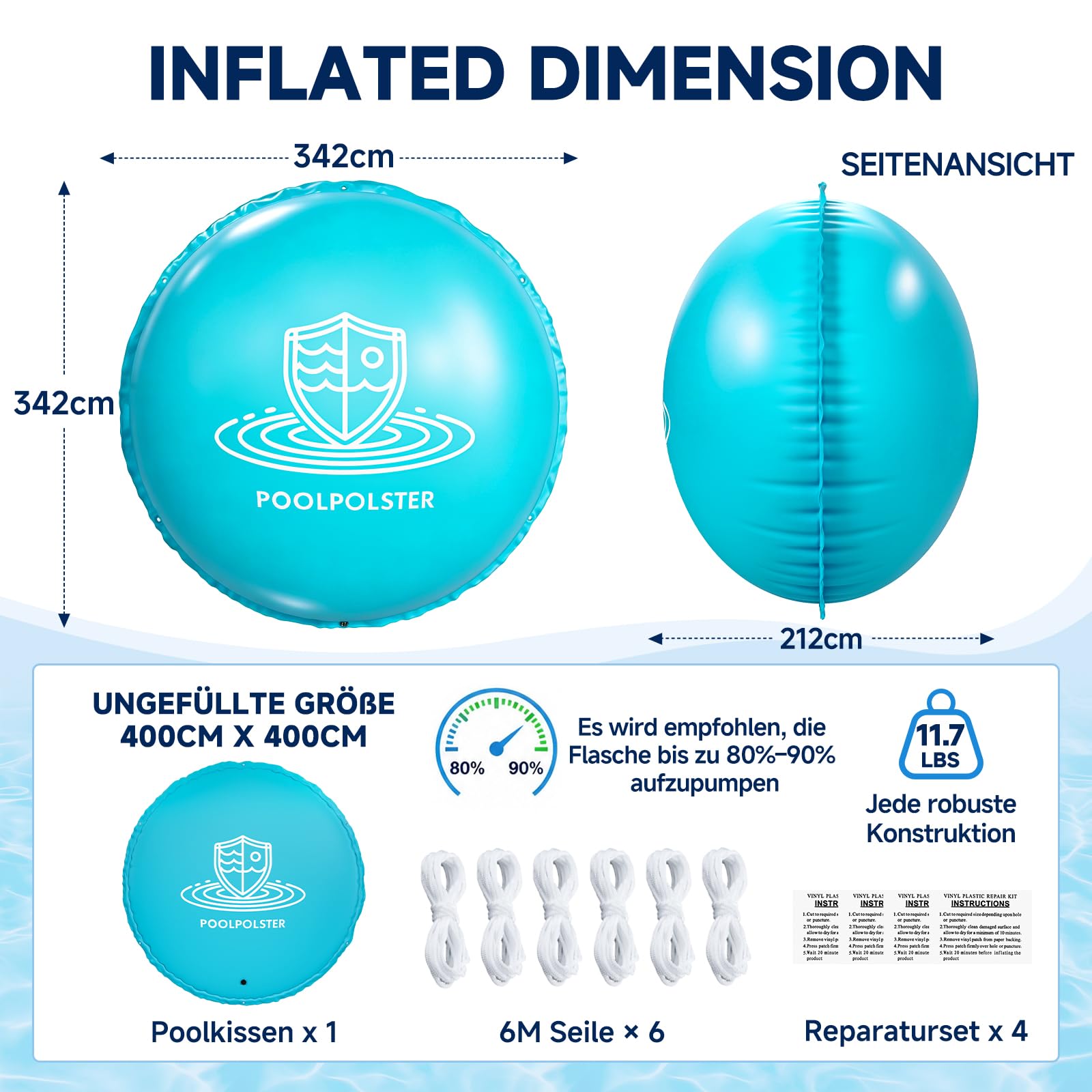 SUNYRISY Cuscino ad aria per piscina, resistente all'inverno, rotondo