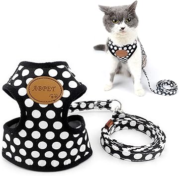 Amazon Ranphy 犬猫用ハーネス 胴輪 超小型犬 小型犬 子犬 はーねす リード セット ソフト 水玉 ドット柄 かわいい 肉球 調整可能 抜けない アジャスタブル 通気性 夏服 ３サイズ ブラック M Ranphy ハーネス 通販