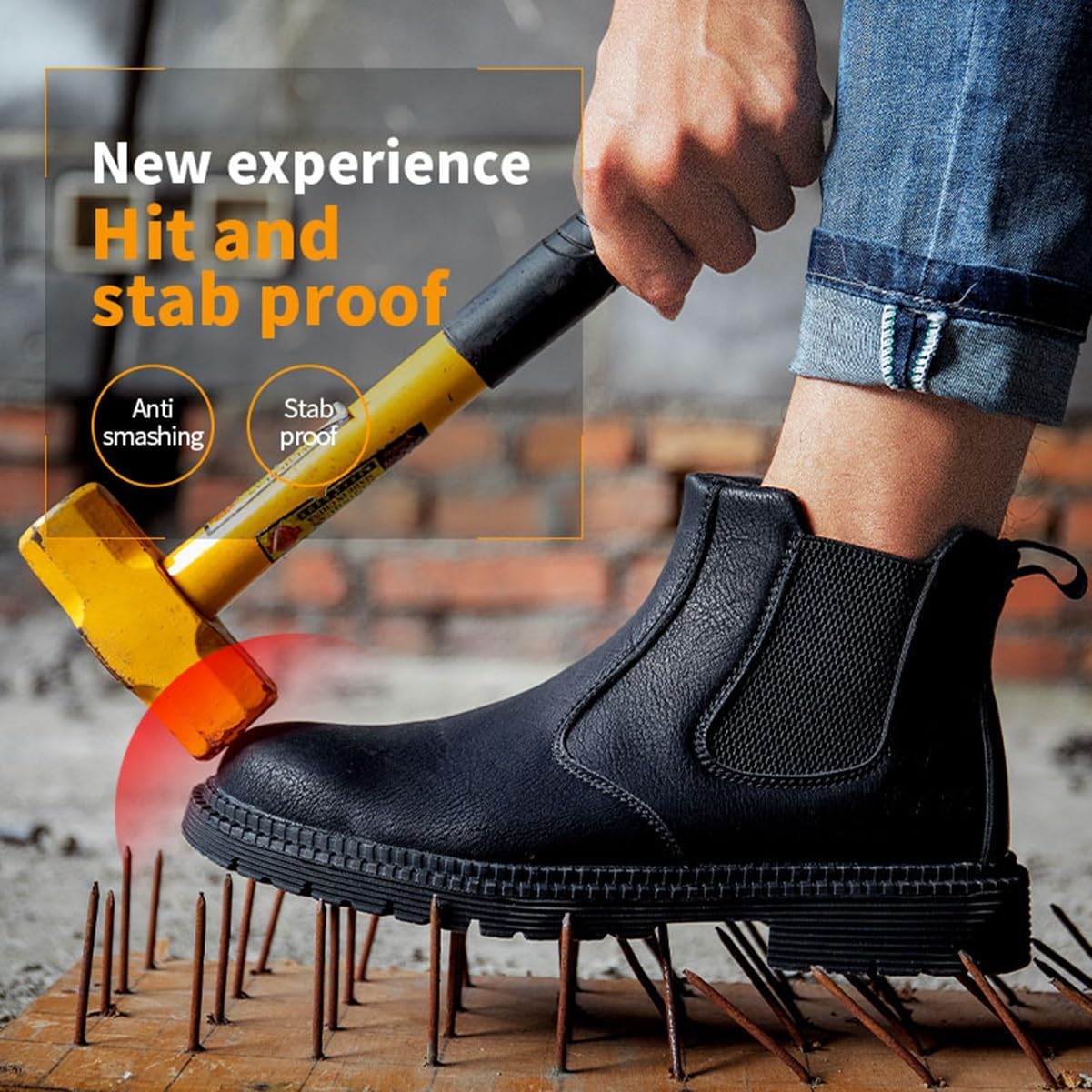 Mid-Topped Work Safety Shoes, Wear Resistant Labour Insurance Shoes, Smash and Puncture Resistant Steel Toe Shoes, Soft and Comfortable Outdoor Adventure Protection Boots(Black,10.5)
