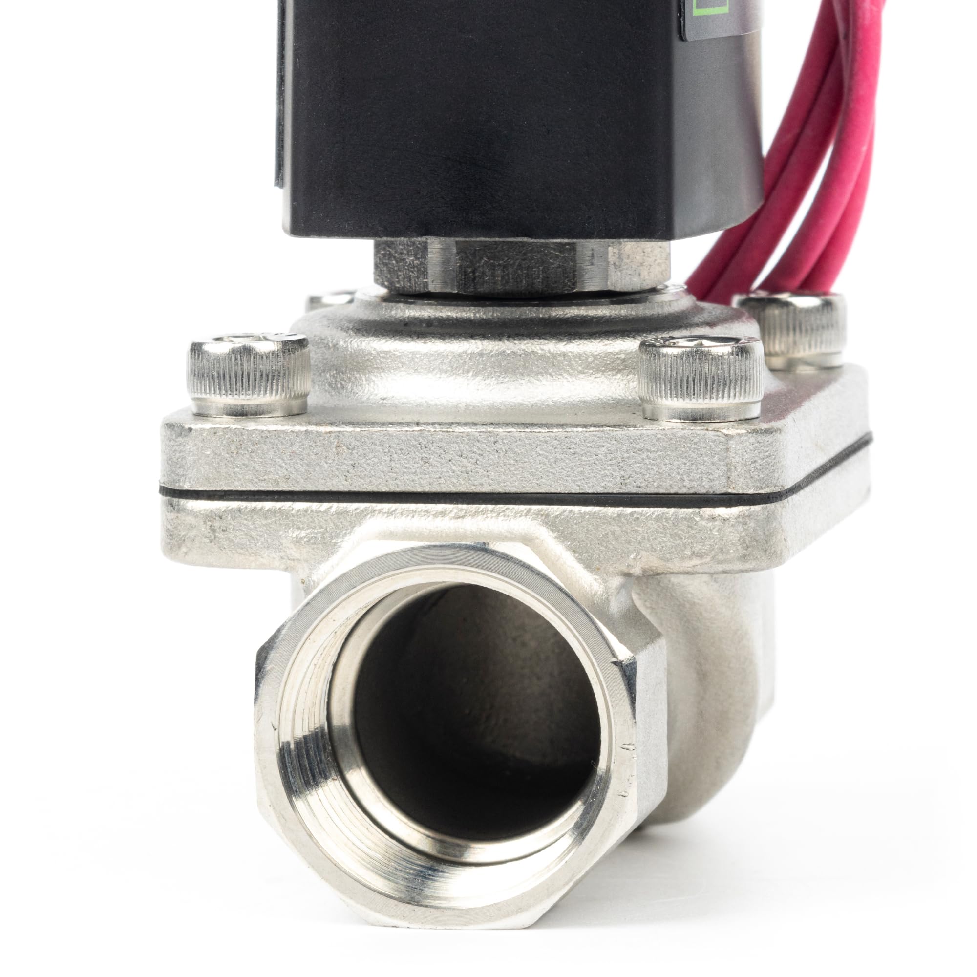 Zawór elektromagnetyczny 3/4" - stal nierdzewna DC 12 V z uszczelką Viton, normalnie zamknięty, typ przewodu ołowianego, gwint G