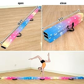 MARFULA 6 FT / 8 FT / 9 FT Folding Gymnastics Beam Foam Balance Floor Beam - Extra Firm - Suede Cover - Anti Slip Bottom with Carry Bag for Kids/Adults Home Use