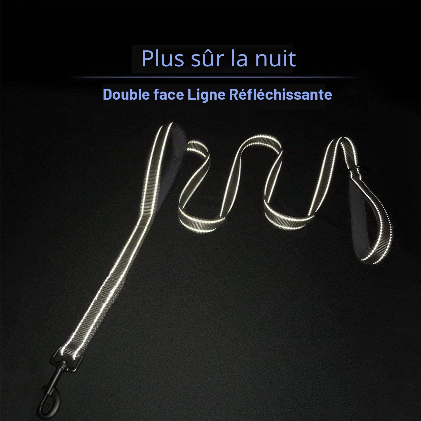 Laisse de Dressage à Double poignée de 1,5 mètre, contrôle de proximité, Laisse de sécurité pour Chiens de Grande et Moyenne Taille, Design réfléchissant