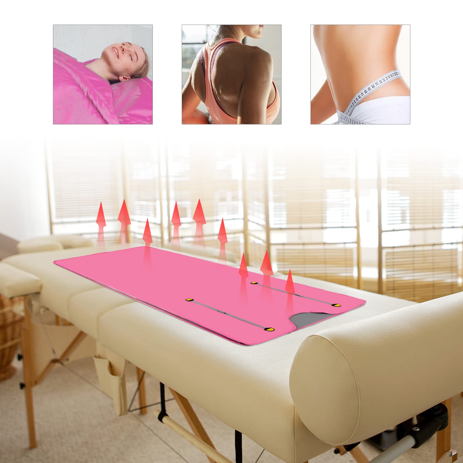 Manta de sauna por infrarrojos, 180 x 80 cm, con mando a distancia de 2 zonas, saco de sauna, manta moldeadora corporal, terapia de desintoxicación profesional para sauna doméstica, 650 W