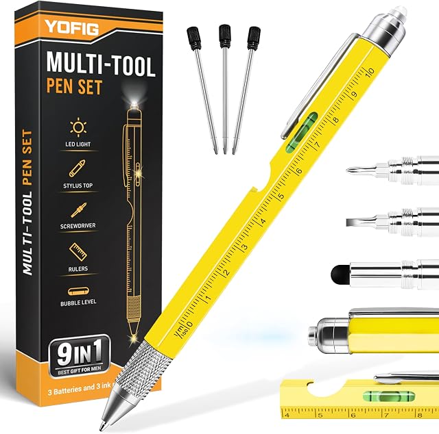 YOFIG Gifts for Men, Valentines Gifts for Him, 9 IN 1 Multi Tool Pen, Mens Gifts Gadgets for Men, Birthday Gifts for Him/Dad, Valentines Gifts for Husband/Boyfriend, Father's Day Gifts,Christmas Gifts