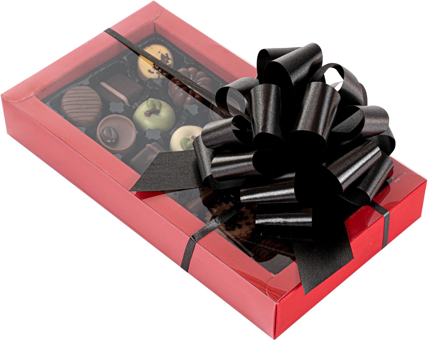 Restaurantware Gift Tek 5.5 Inch Ribbon Pull Bows 1000 Satin Pull Bows - 20 Loops Instant Pull Design Black Plastic Flower Bows For Gifts Large For Wedding Baskets And Gift Wrapping