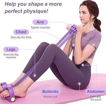 Abdominal Trainer, 6 Tubes Multifunction Tension Rope, Sit-Up Training Equipment, Bodybuilding Expander, Multifunction Resistance Training for Home Gym Yoga, Fitness, Weight Loss