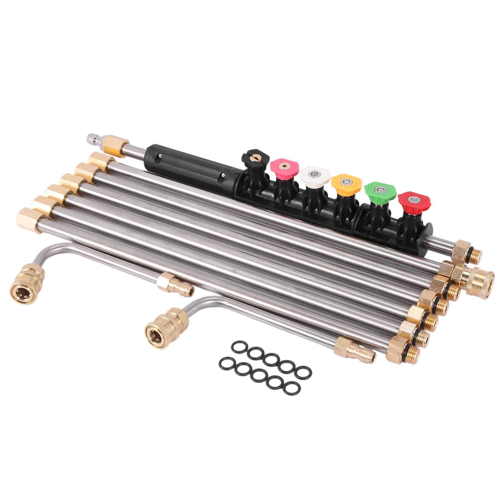 Aste Telescopiche Per Idropulitrice | 120 Pollici | Con Ugelli | Per Pulizia Grondaie E Vetri | Acciaio Inox - Foto 4