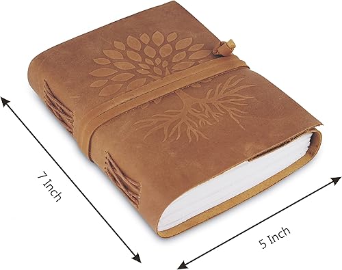 Miniatura 4 de Cuaderno de escritura de diario de cuero, bloc de notas encuadernado vintage hecho a mano para hombres y mujeres, escribe en papel grueso liso,