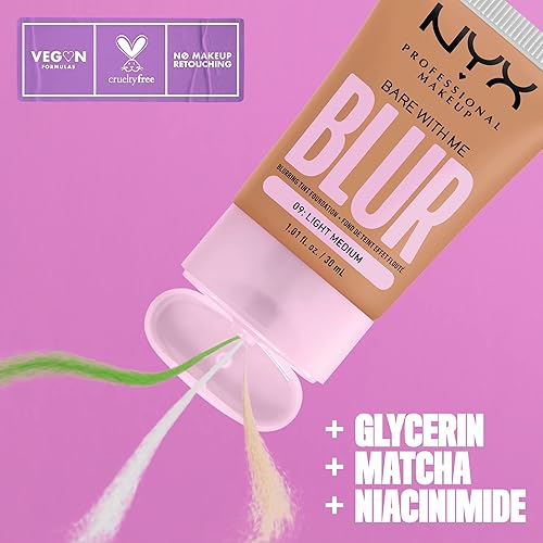Vista 37 de NYX PROFESSIONAL MAKEUP Bare With Me Blur Skin Tint - Base de maquillaje con matcha, glicerina y niacinamida, marfil claro 03 marfil claro