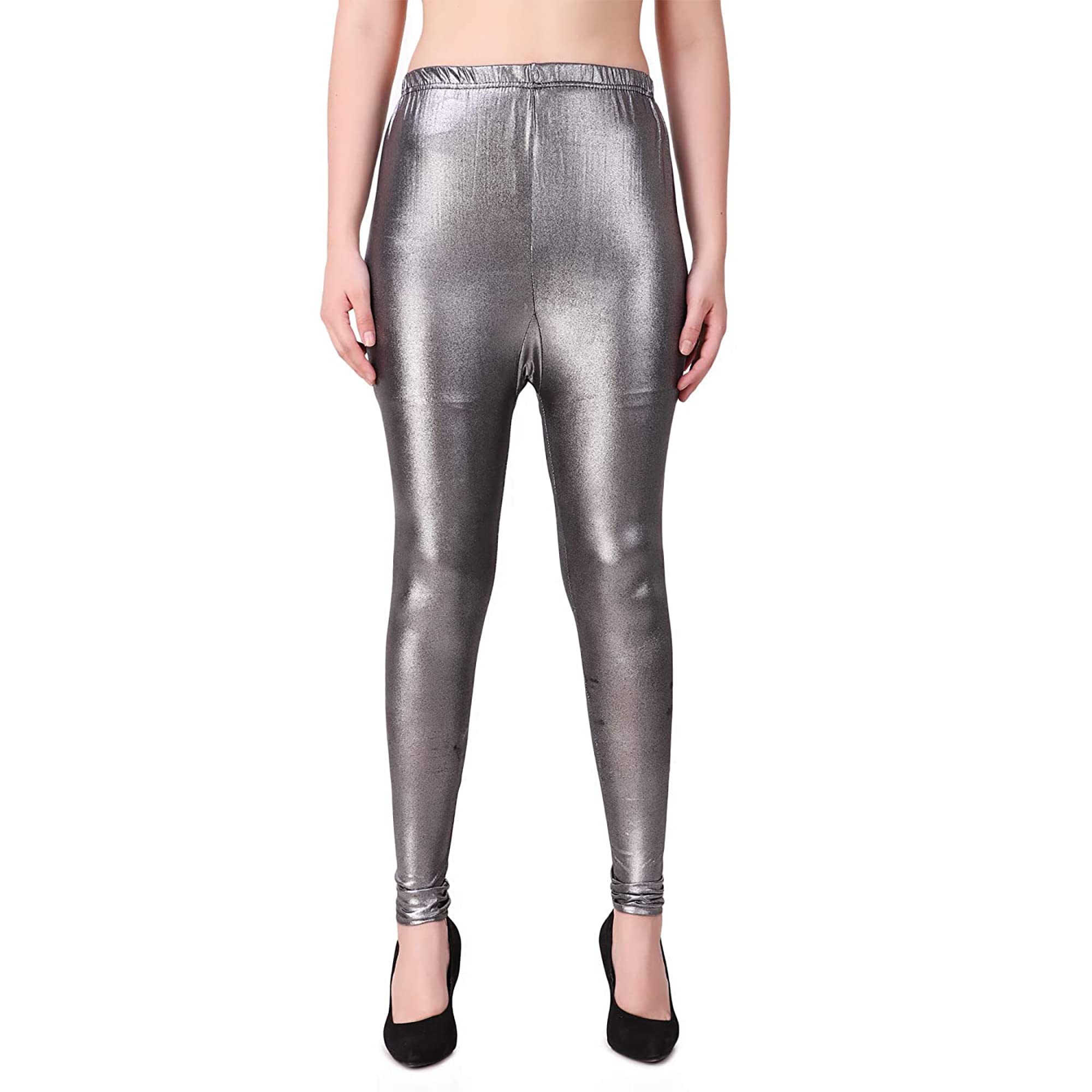 ladies n linen Women's Polycotton Shimmer Ankle Length Leggings Silver Grey-picture-34