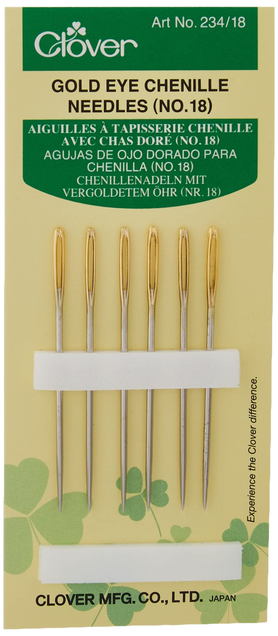 Clover 234/18 Gold Eye Chenille Needles No. 18