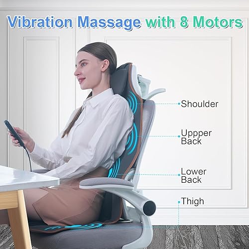 Miniatura 4 de Sotion Cojín de asiento de masaje con calor, masajeador de espalda con 10 motores de vibración, almohadilla para silla de masaje para aliviar el