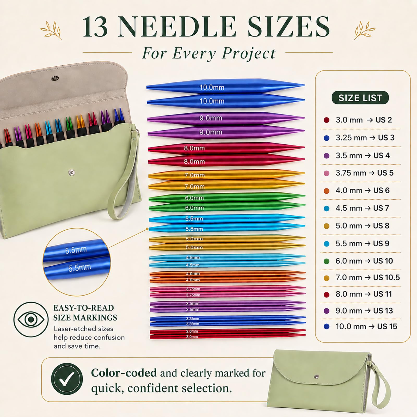 Astrumify Circular Knitting Needles - 13 Pairs -3