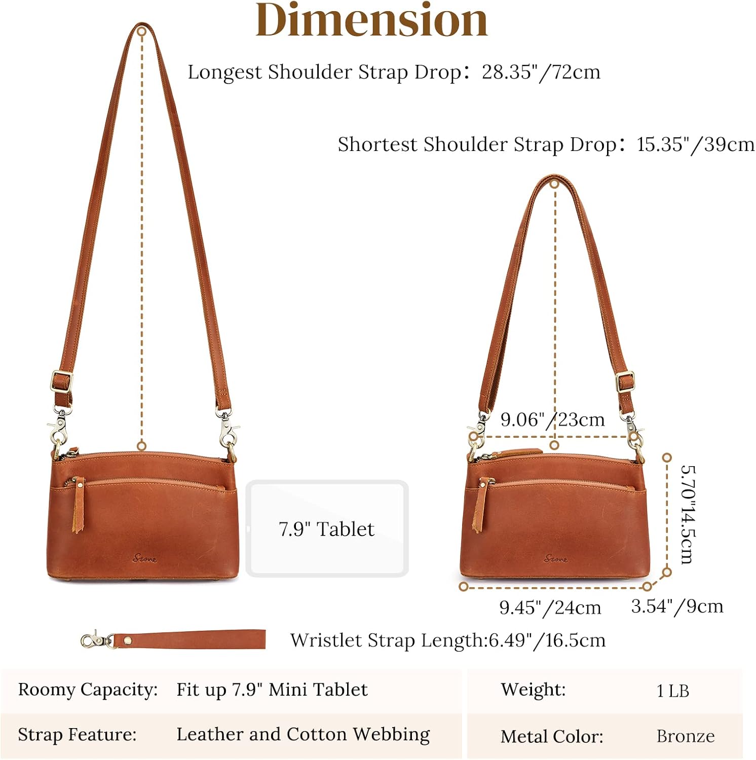 S-ZONE Small Genuine Leather Crossbody Bags for Women Purse and Handbag Wristlet - Image 4