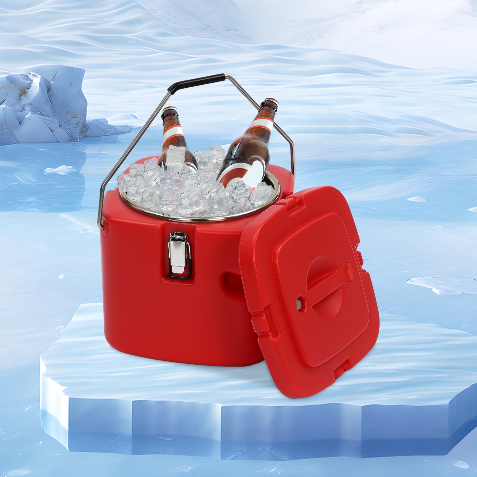 NAIXING 9.5Liter / 2.5Galon Commercial Food Warmer Insulation Soup Container Warmer Catering Box Stainless Food Pan Carrier Cooler for Hot or Cold Food Storage Restaurant Canteen Home Party Lunch