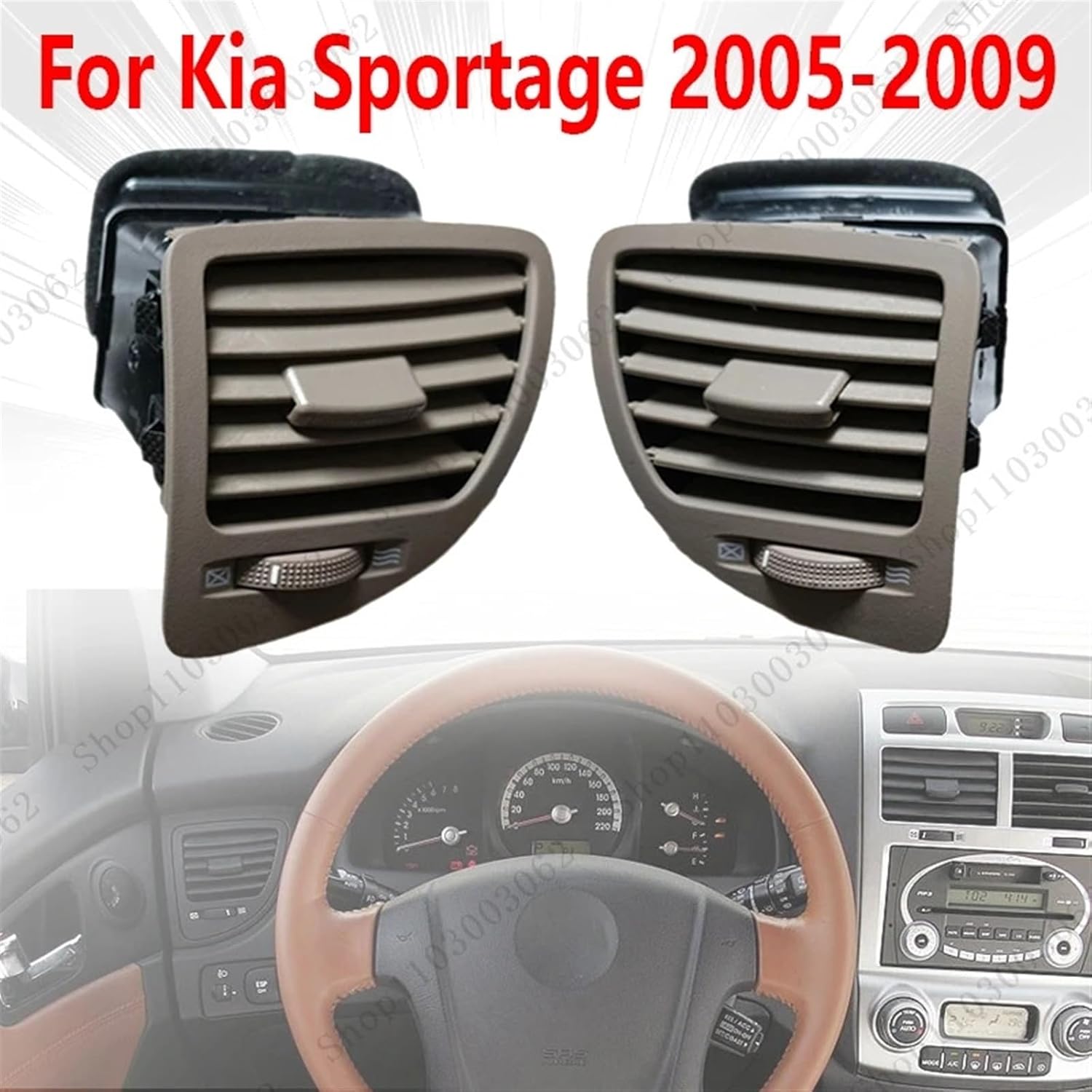 Car Air Conditioner Outlet Vents Assembly Air Outlet Vent Duct Accessories Compatible with Kia Sportage 2005-2009 974801F000 974901F000(1Pcs Left)