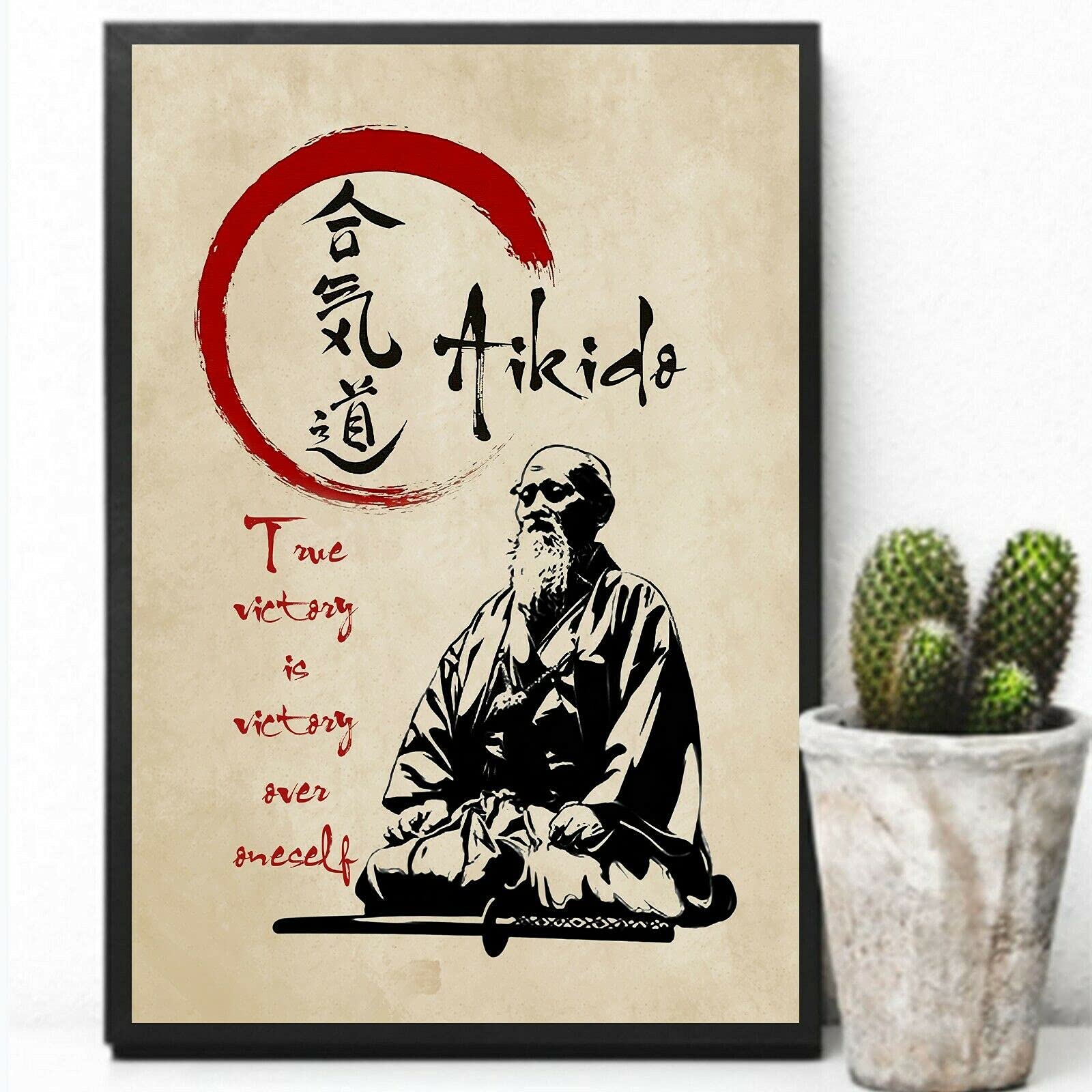 Kueprae A491 True Victory Is Victory Over Oneself - Morihei Ueshiba - Aikido Metal Sign 8X12 Inch