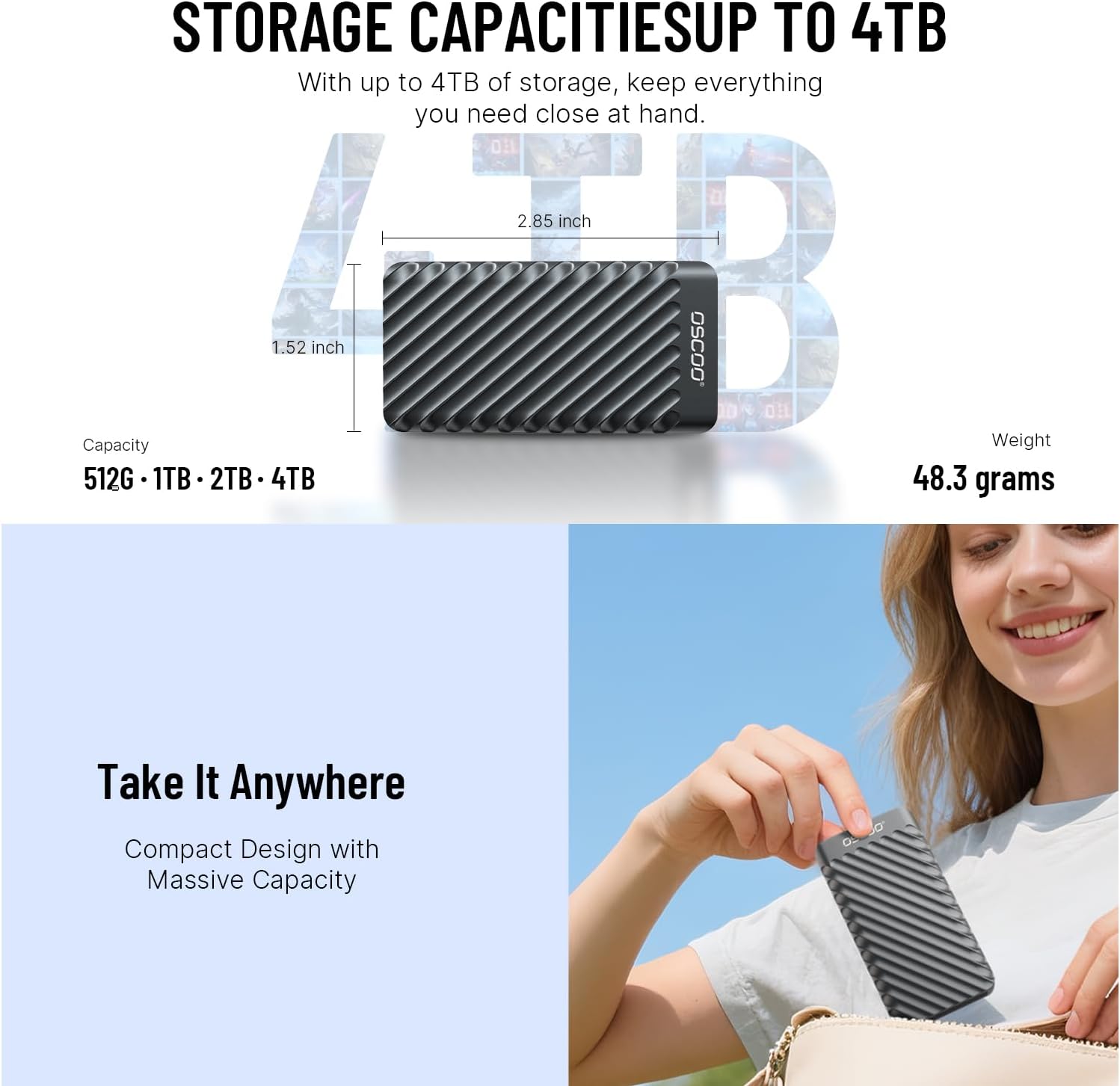 1TB External Hard Drive, Up to 2100MB/s, USB 3.2 Gen 2 Portable SSD, External Solid State Drive for Mac, Windows PC, Laptops, Gaming, iPhone — Ideal for File Backup, Content Creators & Videographers - Image 5