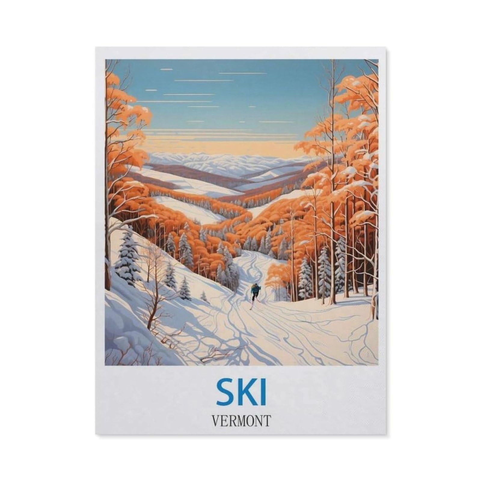 BEAYODKP Diamond Painting Kits for Adults and Kids，Ski Vermont，Full Drill Round Rhinestone Paint with Diamonds（30 x 40 cm/11.81 x 15.74 inches）-CJ66
