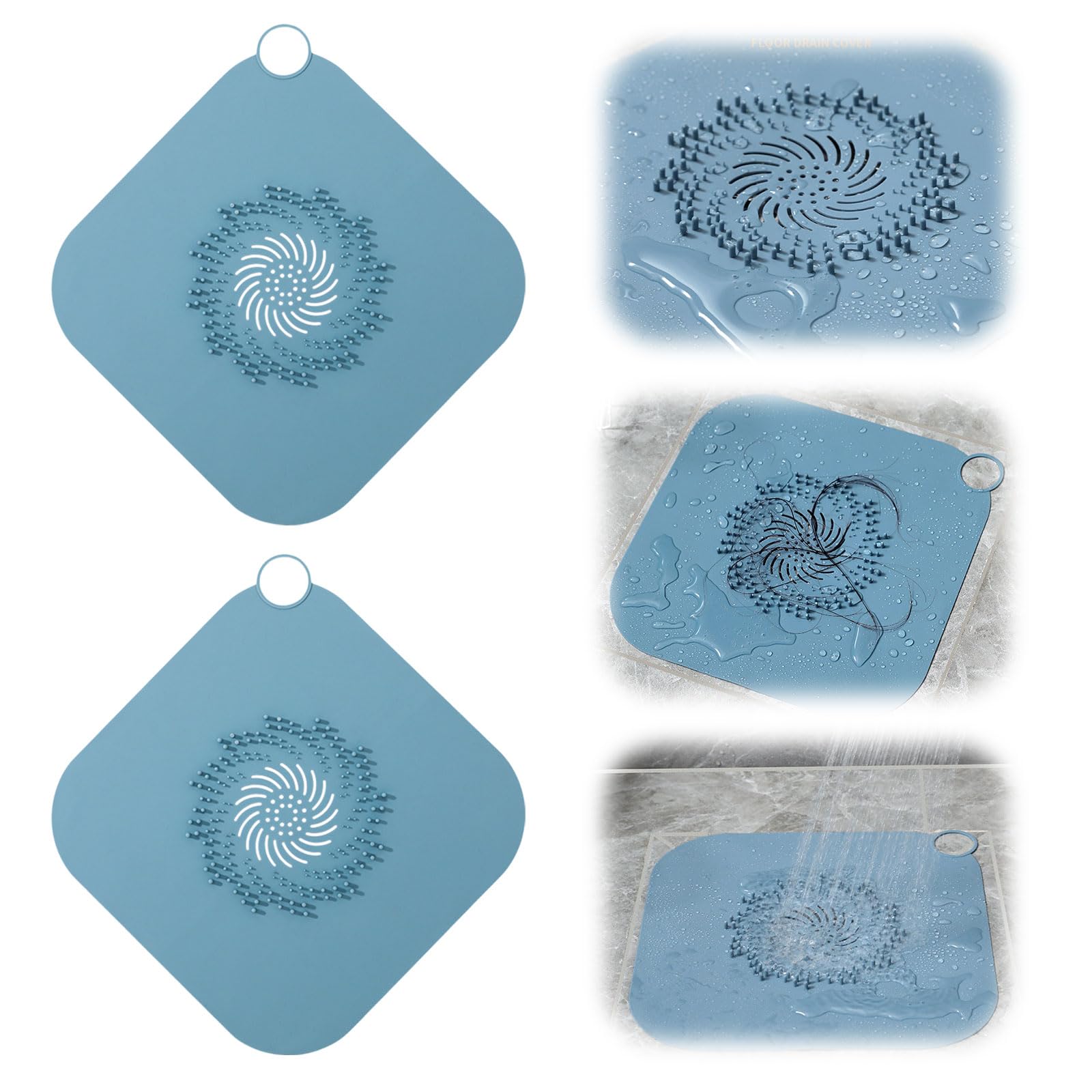 BelleVive 2 Pack Large Hair Catcher for Bath Drains Silicone Hair Catcher for Bathtub Drains All-in-One Hair Strainer for Showers Designed for Standard Drains Blue