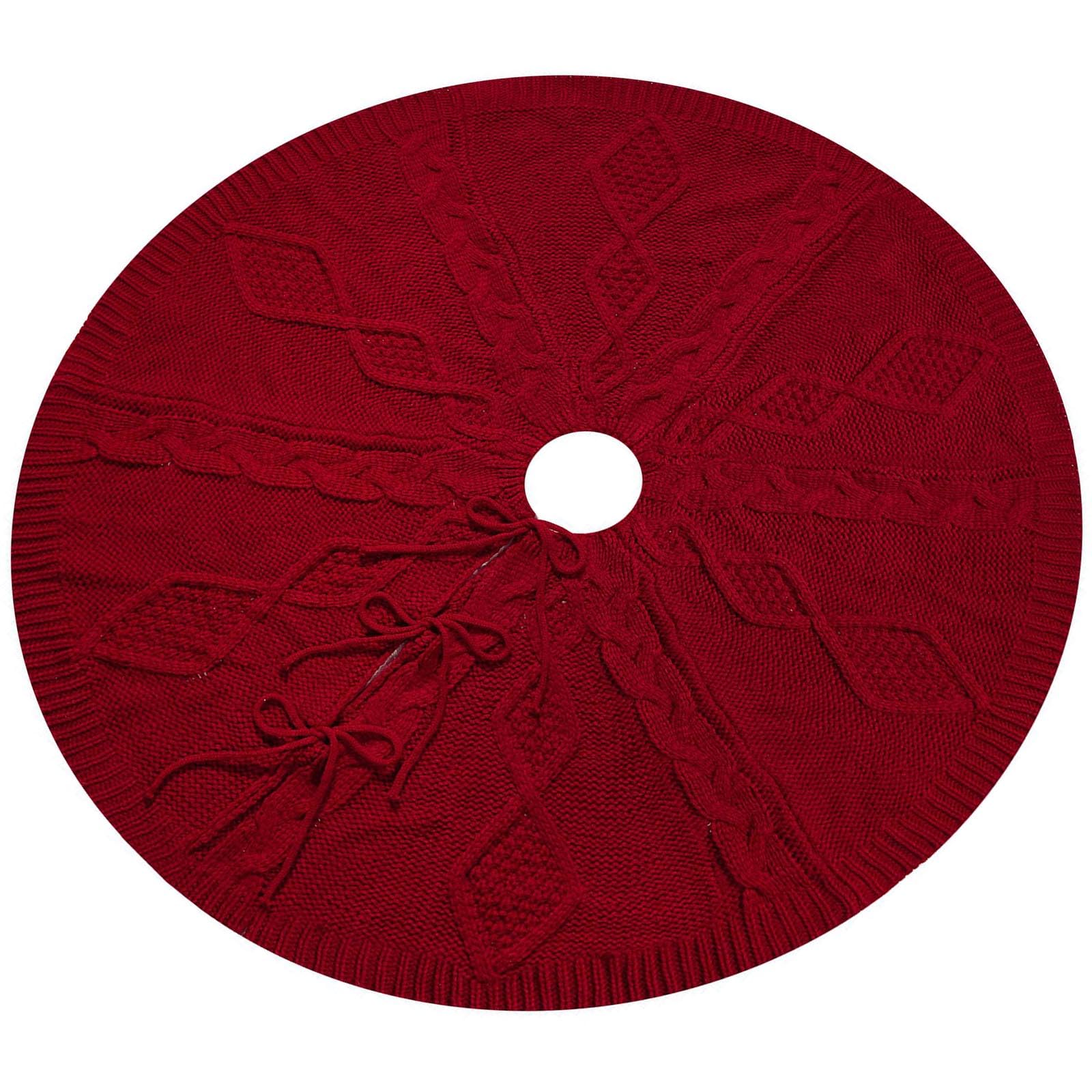 Jupe de sapin de Noël 91,4 cm 122 cm Tapis de sapin de Noël tricoté pour décorations de fête de vacances