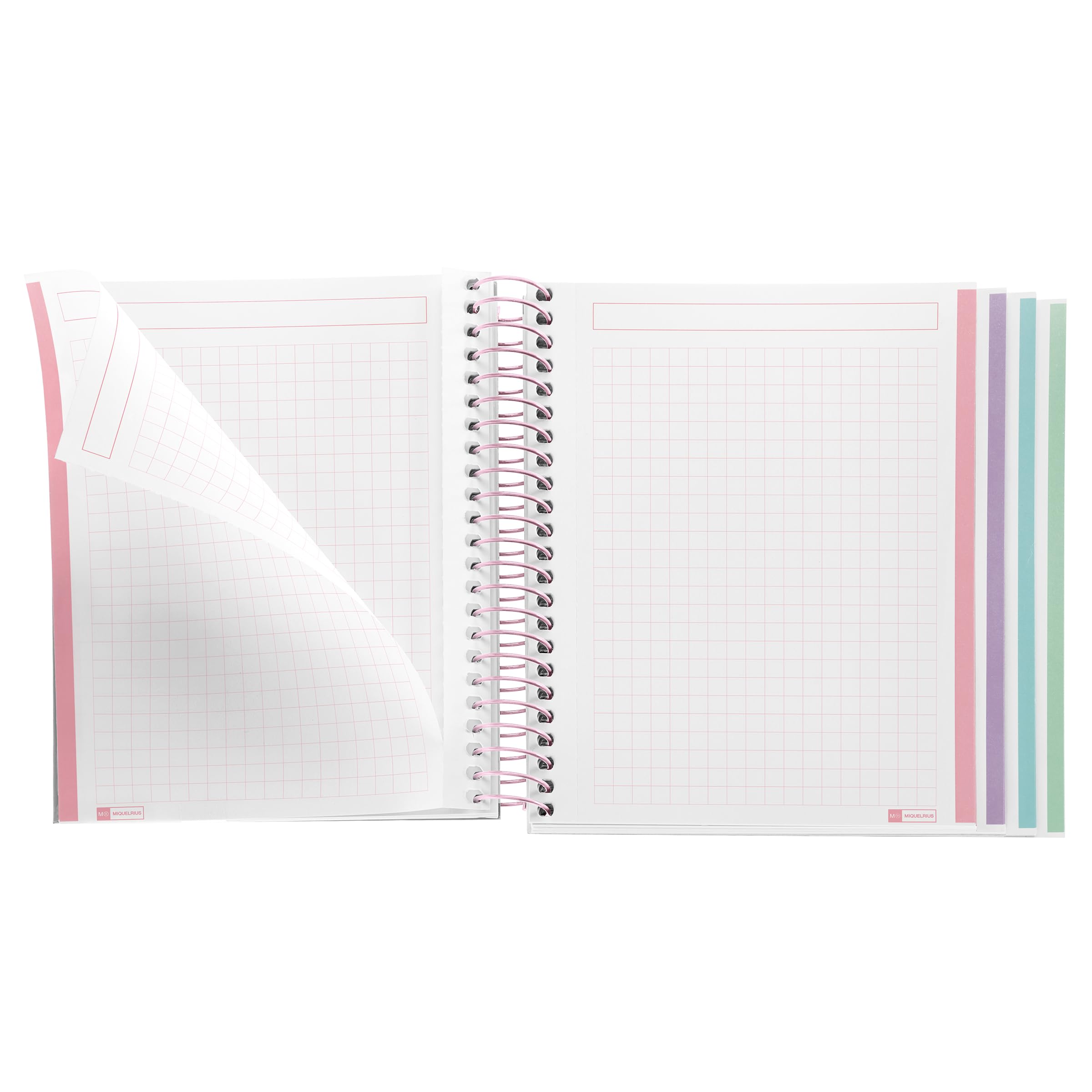Miquelrius - Cahier A6 petits carreaux 5 mm, 120 feuilles microperforées 4 couleurs multi-matières, papier opaque 70 g/m², couverture carton extra rigide, spirale, Sans perforations, Aquarelle - 3