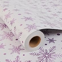Christmas Wrapping Paper Roll,Pink Snowflake Wrapping Paper,Metallic Christmas Wrap Paper for Xmas Gift, Party,Festive Decorations,43cm x 12m