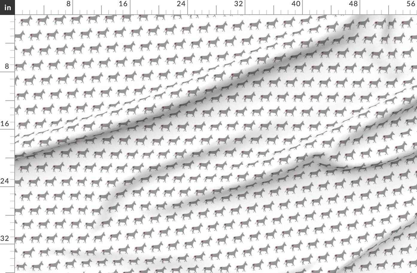 Spoonflower Fabric - Love White Donkey Heart Girly Pretty Cute Printed on Organic Cotton Sateen Fabric by The Yard - Sewing Quilting Apparel Home Decor