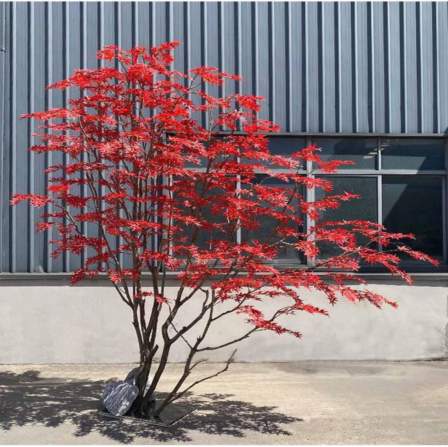 Large Red Maple Faux Tree with Japanese Landscape Art – Modern Home Office Living Room Floor Decor Enhance Your Garden(1x0.6m/3.2x1.9ft)