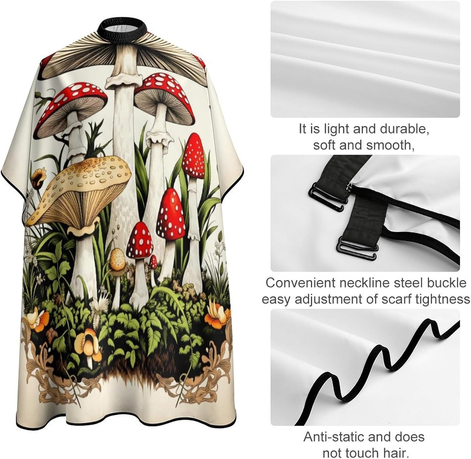 Adult Barber Apron for Men Women, Soft Durable Hairdressing Cape with Adjustable Snap Closure for Home Use