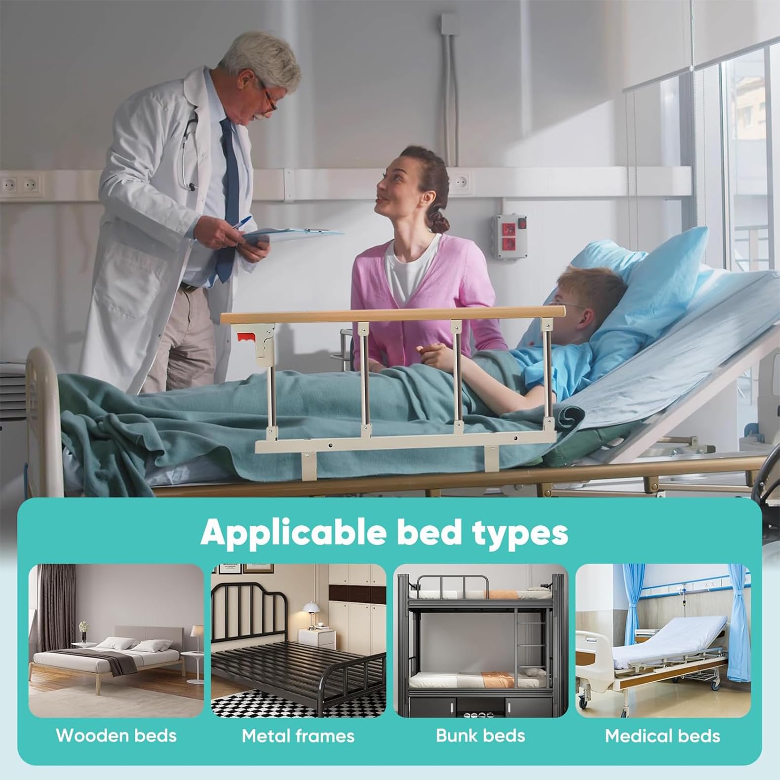 Barandillas para Camas de Adultos,barandilla Cama Adulto Plegable protección contra caídas asidero,Barandilla Cama Adulto para Bebe,Personas Mayores,Mujeres Embarazadas(95 * 40cm)