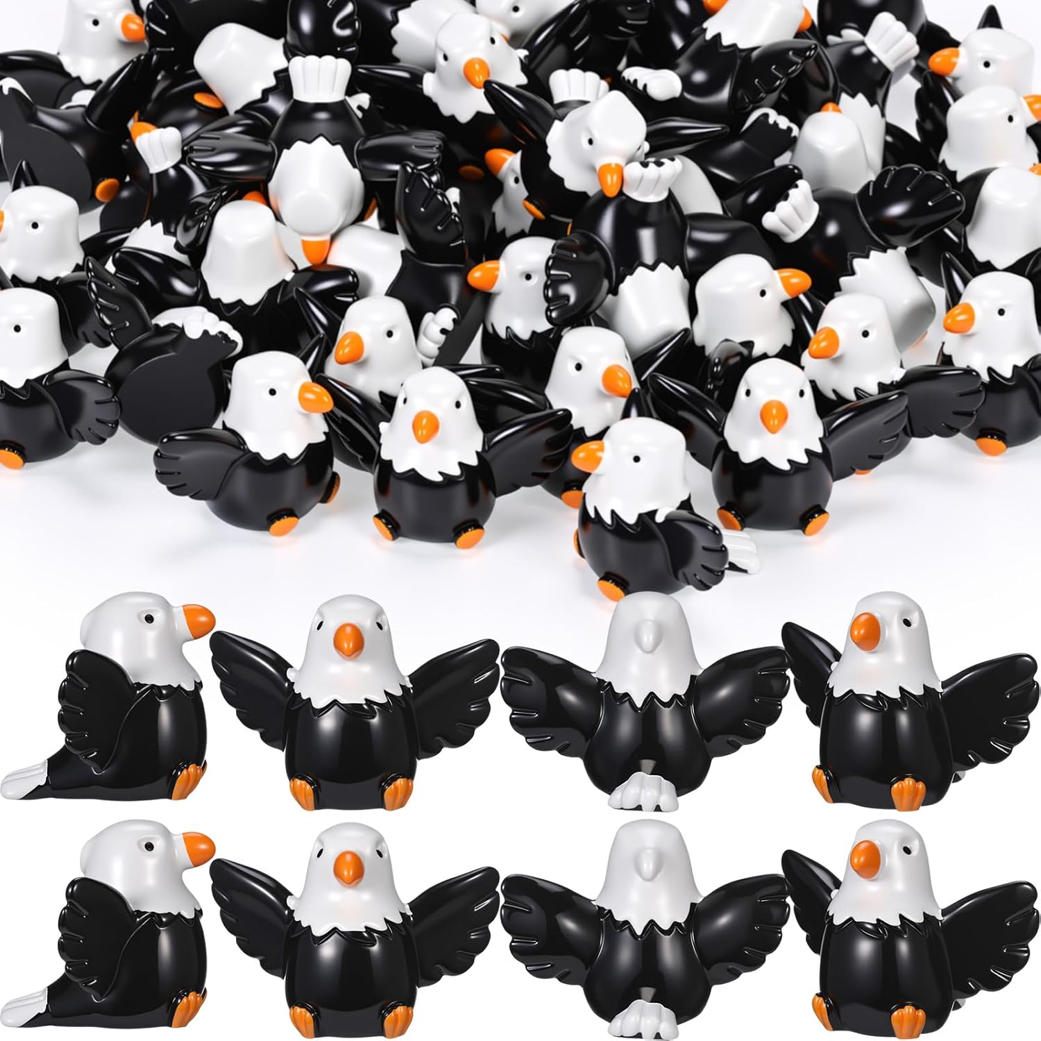 Geelin 100 Pcs Mini Resin Bald Eagle Figurines, Patriotic Bird Decorations