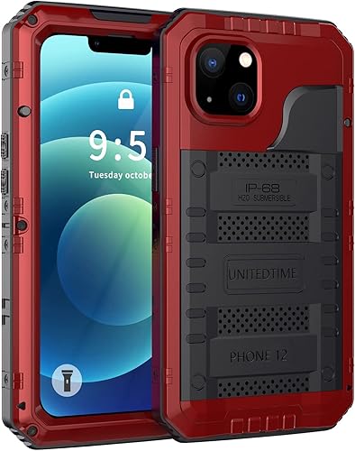 Unitedtime - Funda impermeable para iPhone 12 con protector de pantalla integrado, silicona dura resistente, grado militar, a prueba de golpes, a