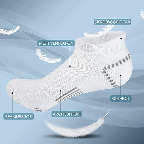 Miniatura 3 de Airacker Ankle Athletic Running Socks Cushioned Breathable Low Cut Sports Tab Socks for Men and Women (6 Pairs)