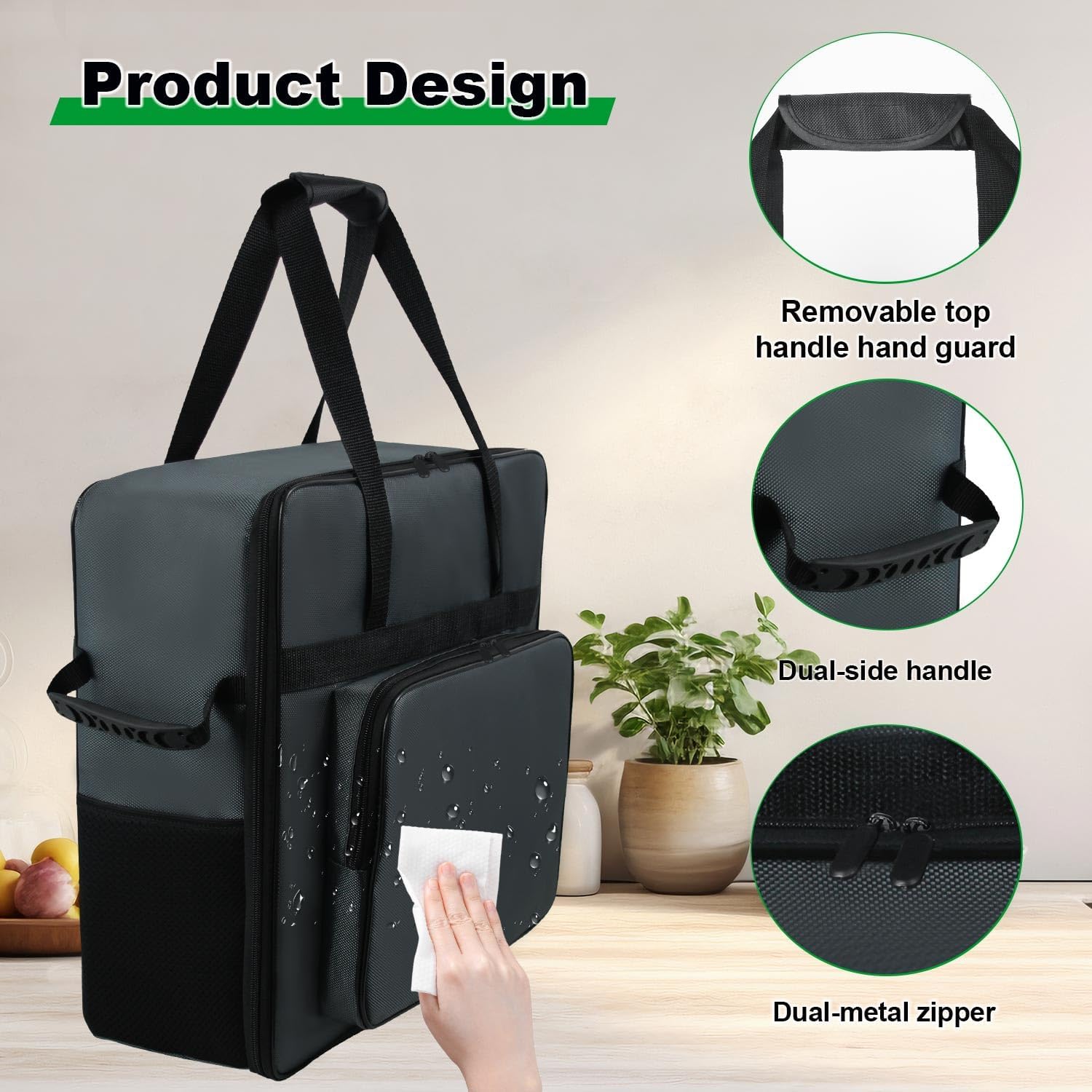 Carrying Bag for Ninja SLUSHi FS301 Slushie Machine, Portable Outdoor Frozen Drink Maker Travel Carrier Bag—Front-Opening, Accessories for Ninja SLUSHi FS301 Slushie Machine (Dark Gray)