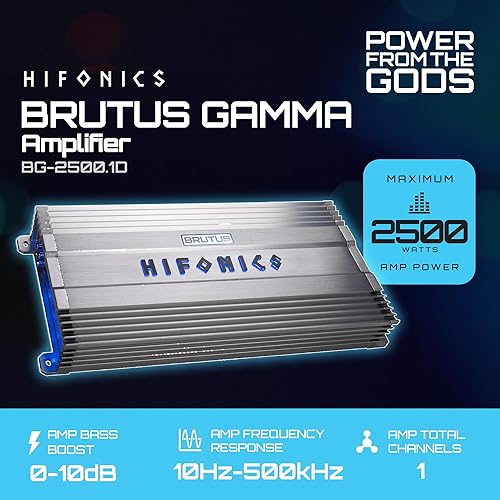 Miniatura 2 de Hifonics BG-2500.1D Brutus Gamma Monoblock Super D Class 2500 vatios Sistema de sonido de audio para coche Subwoofer Altavoz Amplificador con