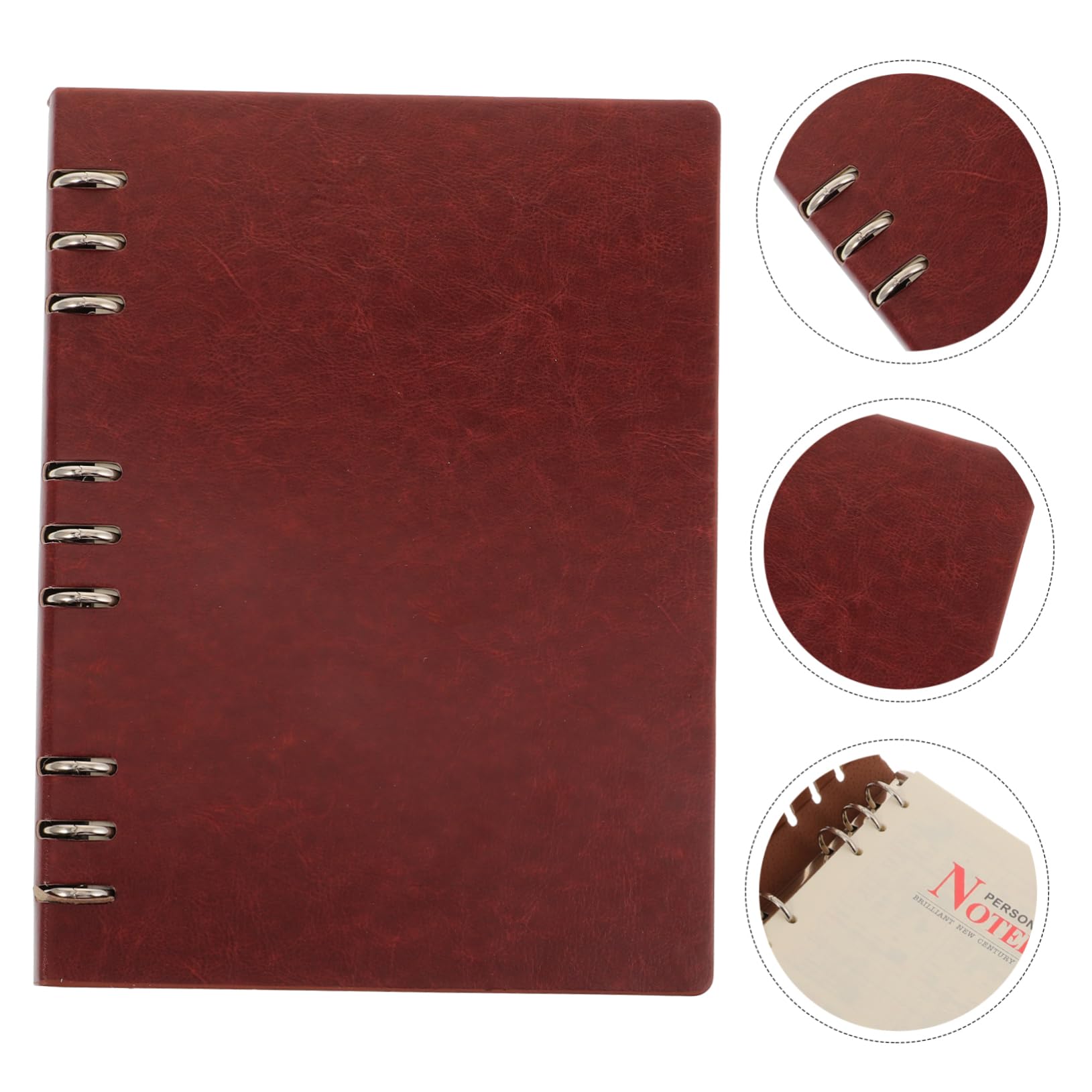 NUOBESTY Quaderno Copertina in Pelle Marrone a Anelli per Scrittura