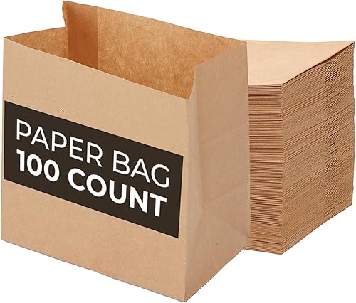 Restaurantware Bag Tek - Bolsas de papel de 3.9 x 2.3 x 3.8 pulgadas para aperitivos, 100 bolsas de papel pequeñas para alimentos, bolsas