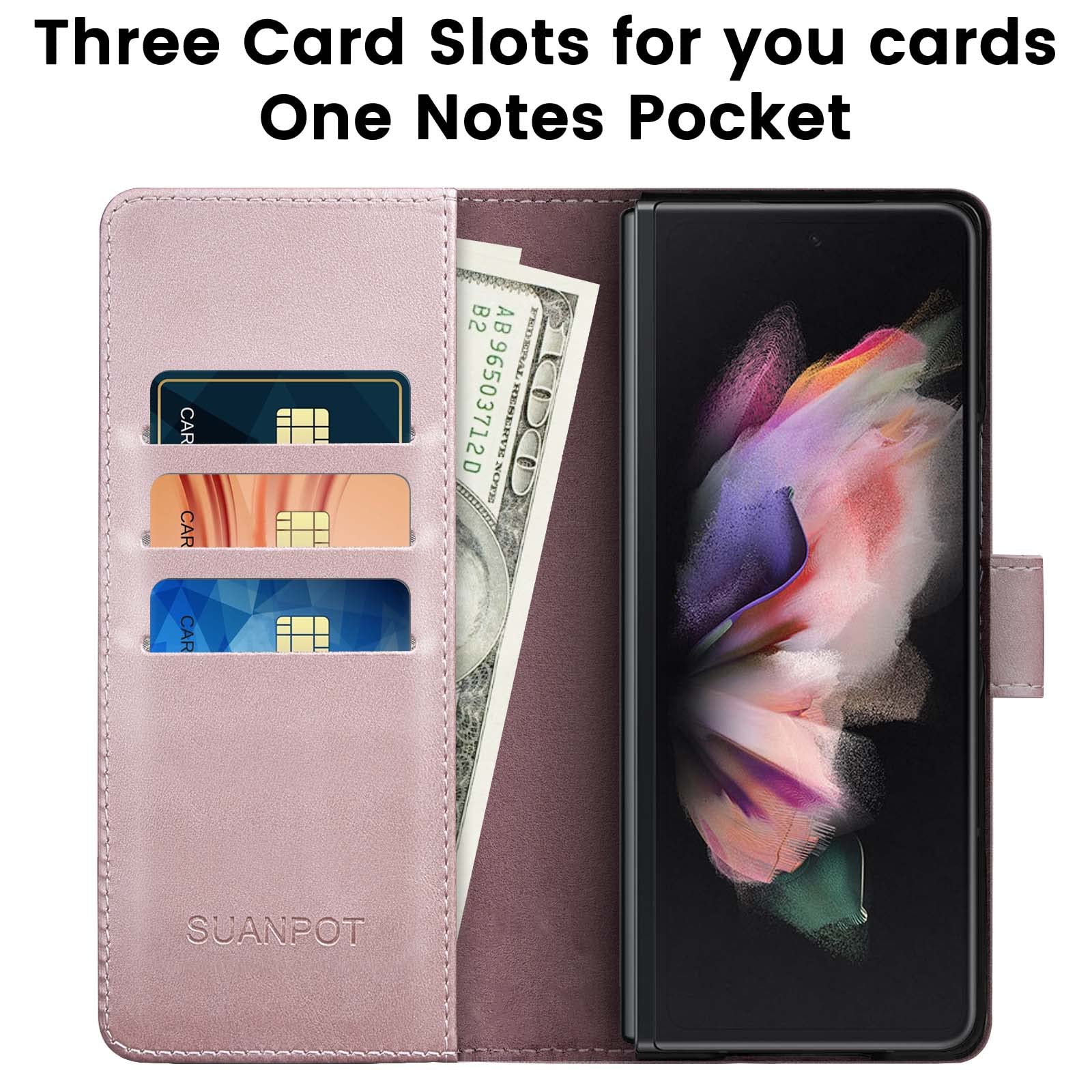 SUANPOT Funda tipo cartera para Samsung Galaxy Z Fold 6 5G con bloqueo RFID, tarjetero de crédito, funda de piel sintética con tapa para teléfono celular, mujeres y hombres, funda para Samsung Z Fold6