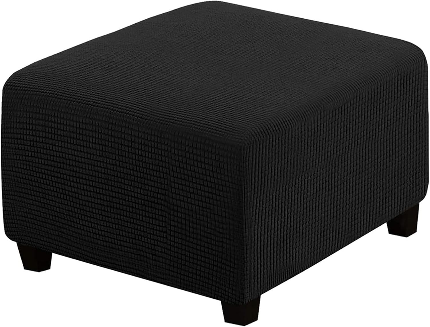 HOUSEEN Square Ottoman Cover Soft, Stretch Jacquard Ottoman