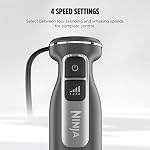 Ninja Power Duo 4-Speed Immersion Blender & RapidWhisk – Compact Hand Blender with SplatterShield, PanProtect, 9” Stainless Steel Arm, 4-Cup Pitcher, Dishwasher Safe, CI201CGY (Canadian Version)