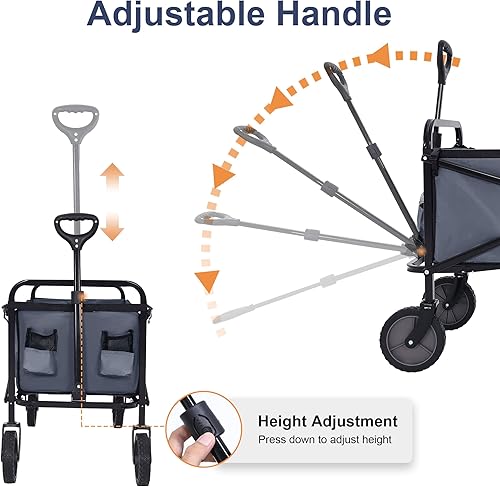 Miniatura 2 de ABCCANOPY Carro plegable plegable para uso general, para jardín, compras, camping, gris oscuro